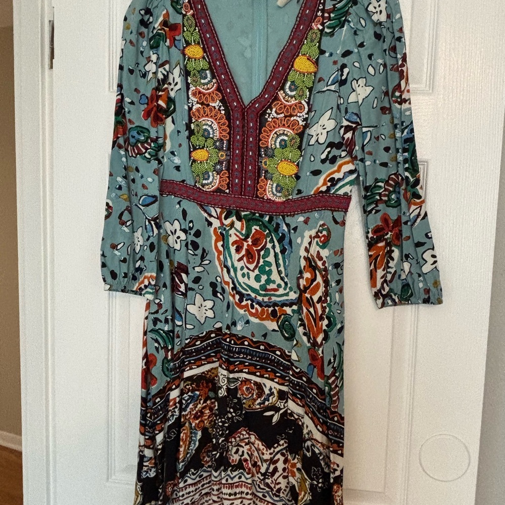 Bohemian Floral Dress with Beading
